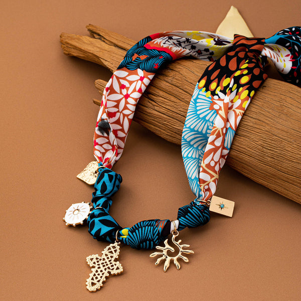 Handmade Animal Design Scarf Necklace-cross Heart