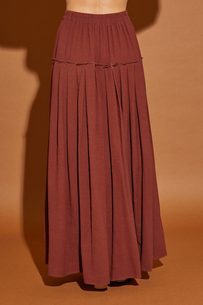 100% Cotton  Drawstring Pleated Skirt