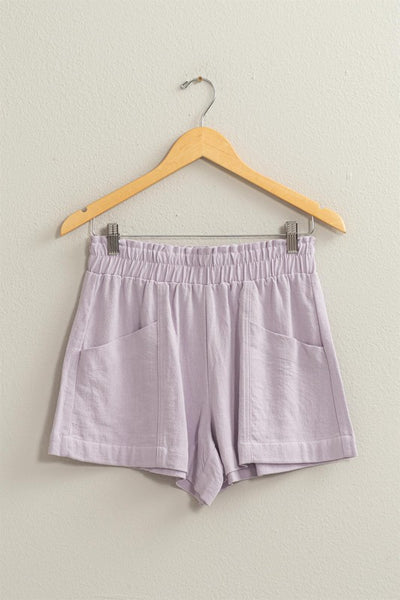 Linen Blend Elastic Waist Shorts