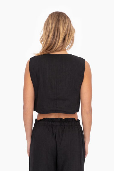 Linen Blend Tailored Resort Vest