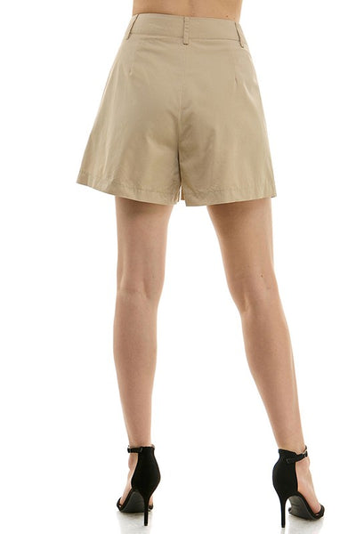 Cotton High Waist Pleated Shorts