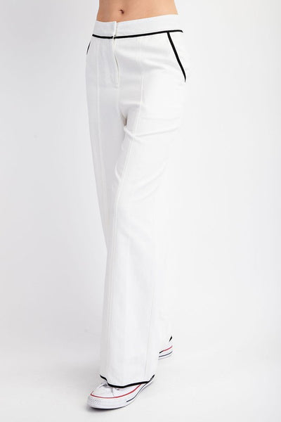 Linen Blend Tailored Contrast Pants