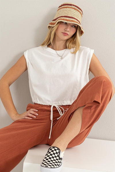 Cotton Drawstring Top