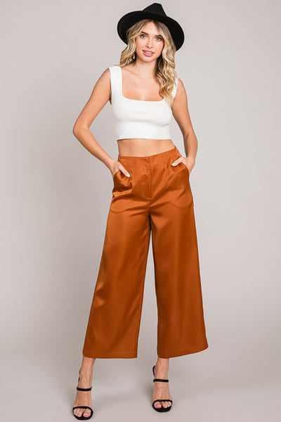 Satin Wide Culotte Pants