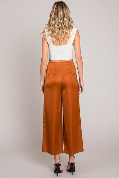 Satin Wide Culotte Pants