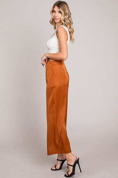 Satin Wide Culotte Pants