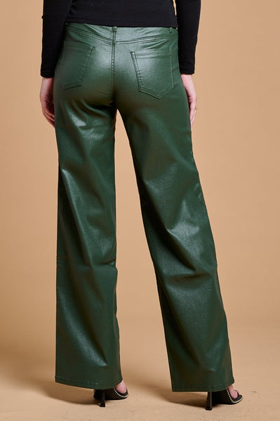 Stretch PU Faux Leather WidenLeg Pants