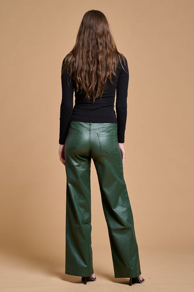 Stretch PU Faux Leather WidenLeg Pants