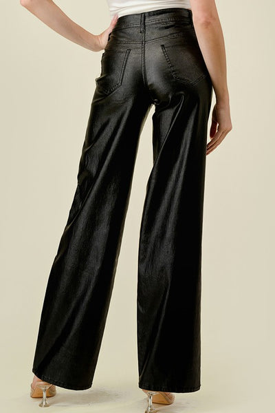 Super Stretchy PU Faux Leather WidenLeg Jeans