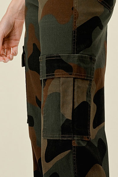 Super Stretch WideLeg Camouflage High Waisted Cargo Pants