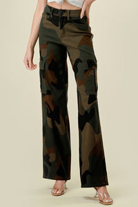 Super Stretch WideLeg Camouflage High Waisted Cargo Pants