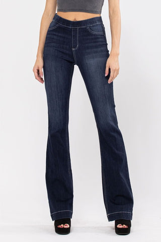 Pull On Super Strech  Flare Dark Denim Jeans