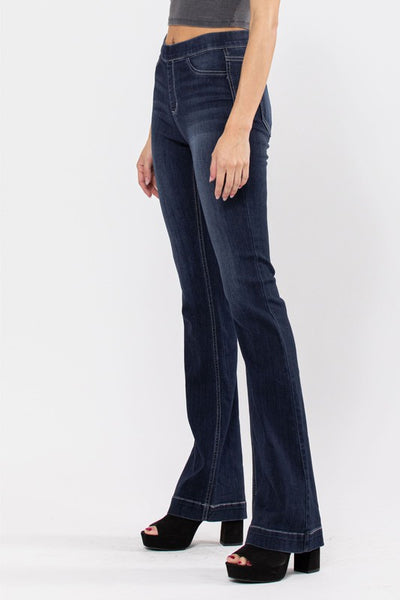 Pull On Super Strech  Flare Dark Denim Jeans