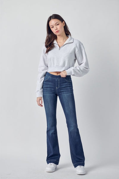 Pull On Super Strech Flare Denim Jeans