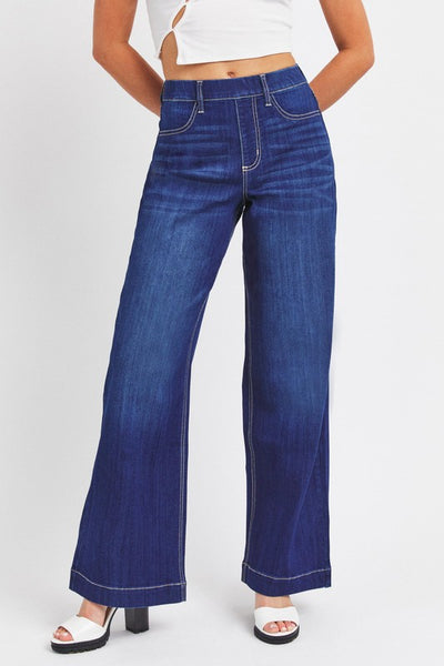 Pull On Super Stretch WideLeg Denim Jeans