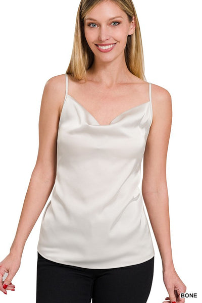 Satin Cowl Neck Cami Top