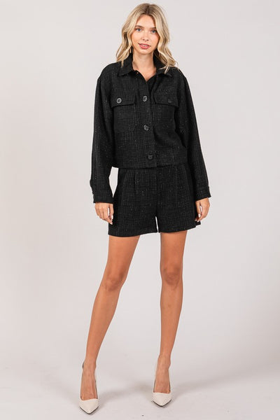 Tweed Oversized Cropped Shacket