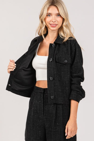 Tweed Oversized Cropped Shacket