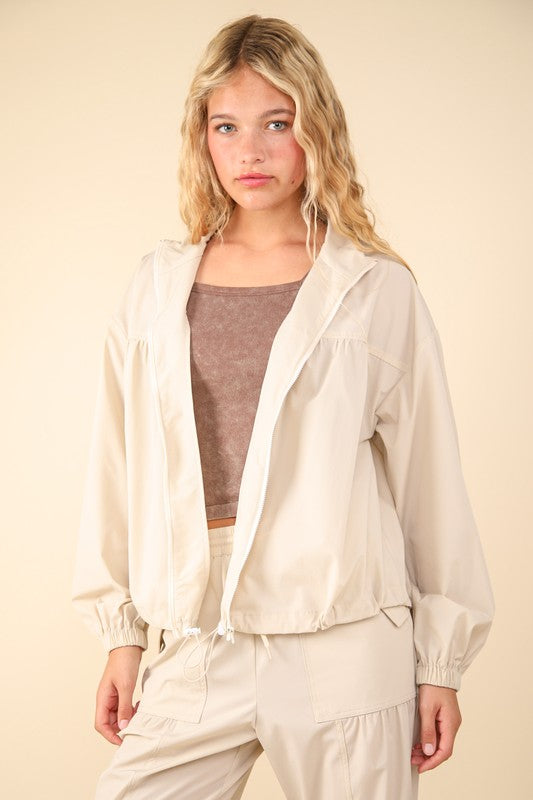 Shirring Casual Easy Active Jacket