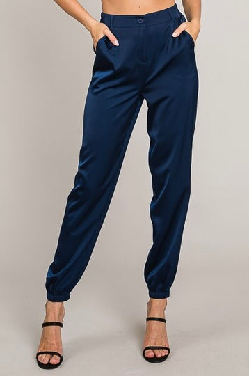 Satin High-Rise Jogger Pants