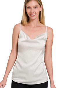 Satin Cowl Neck Cami Top