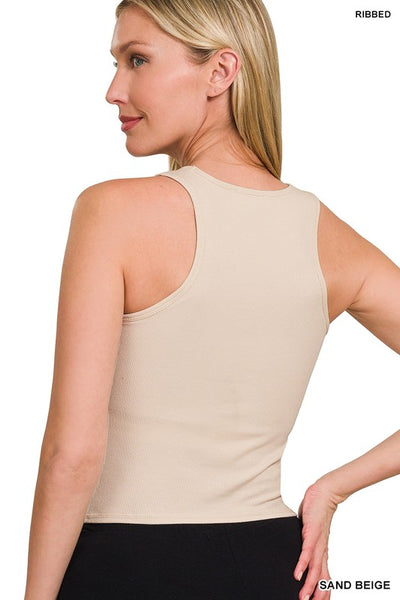 Racer Back Rib Tank Top (Removable Pads)