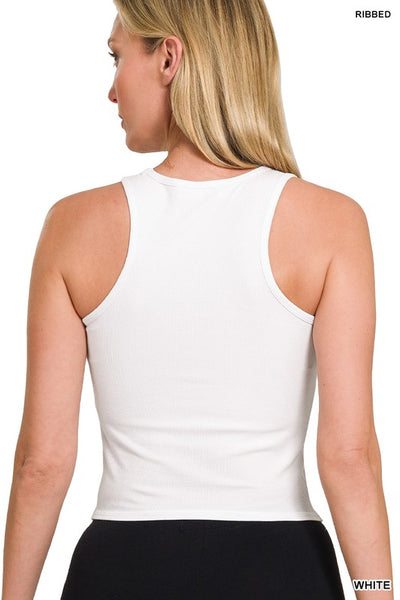 Racer Back Rib Tank Top (Removable Pads)