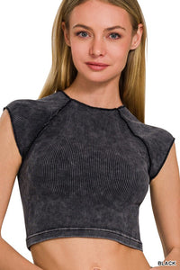 Stone Washed Ribbed Seamless Crop Top