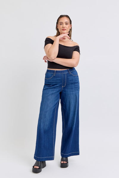 Pull On Super Stretch WideLeg Denim Jeans