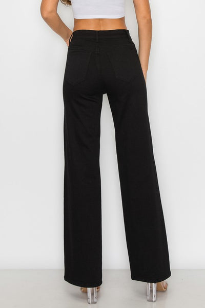 Super Stretch Black High Waisted WideLeg Jeans