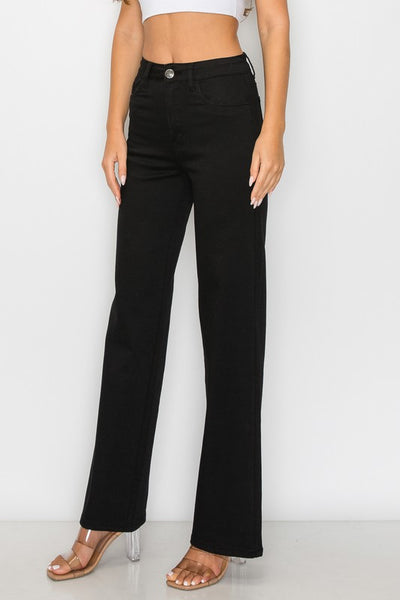 Super Stretch Black High Waisted WideLeg Jeans