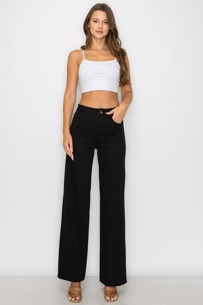 Super Stretch Black High Waisted WideLeg Jeans