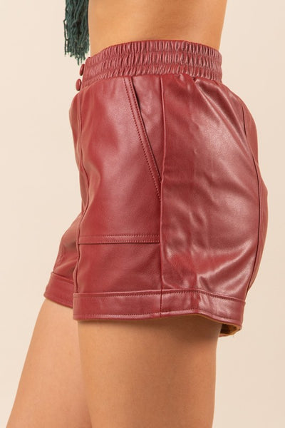 Solid Faux Leather Shorts