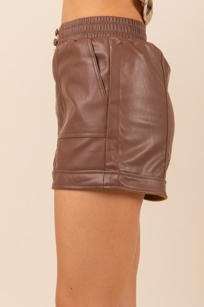 Solid Faux Leather Shorts