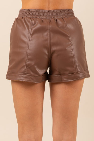 Solid Faux Leather Shorts