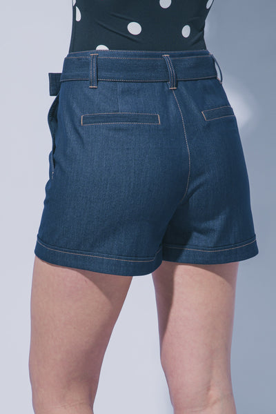 Super Soft Denim Belted Shorts