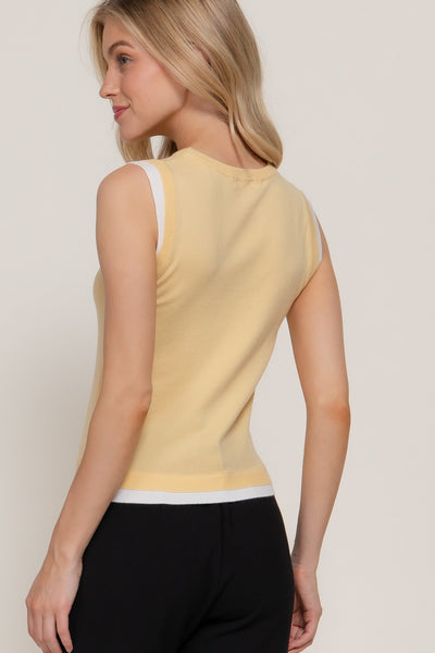 Knit Sleeveless Contrast Layered Top