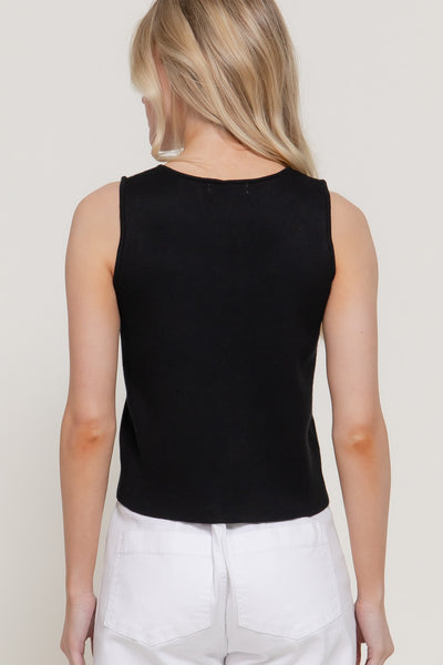 Knit Sleeveless Button Down Top