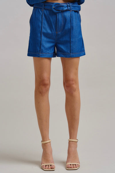 Super Soft Denim Belted Shorts