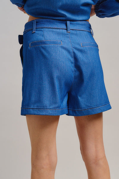 Super Soft Denim Belted Shorts