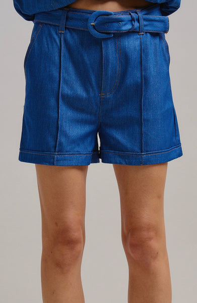 Super Soft Denim Belted Shorts