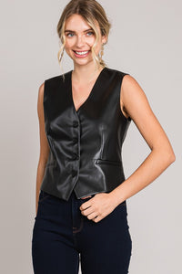 Pleather Tailored Vest