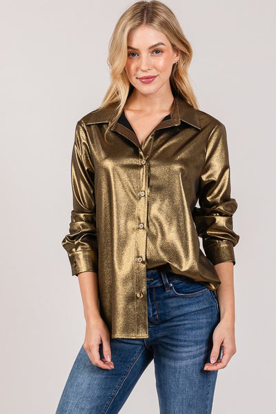 Metallic Glitter Shimmer Dress Shirt