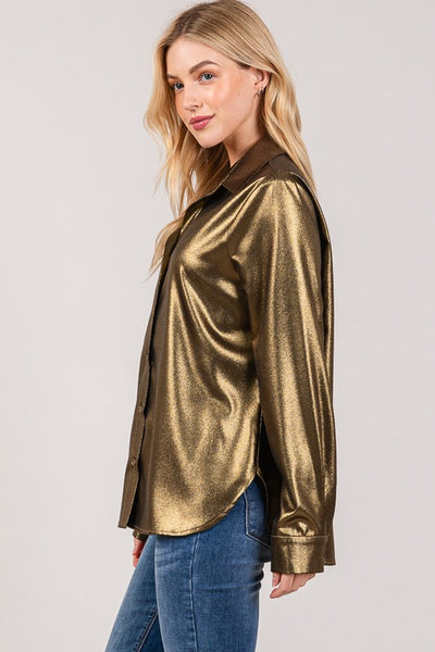 Metallic Glitter Shimmer Dress Shirt