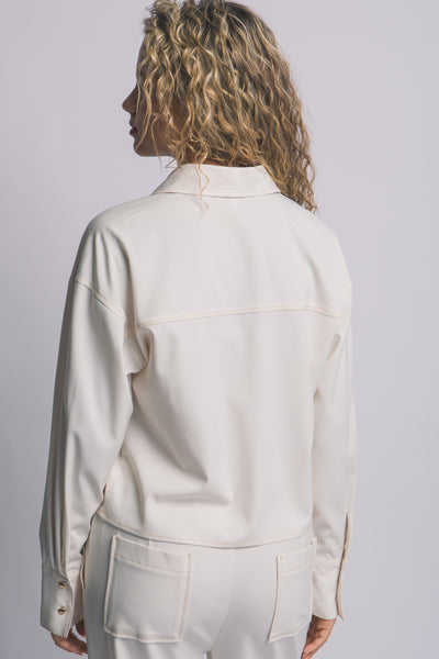 Super Stretch Denim Contrast Topstitched Shirt