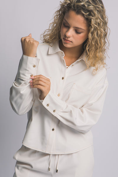 Super Stretch Denim Contrast Topstitched Shirt