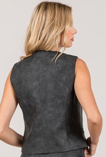 Vintage Pleather Tailored Vest