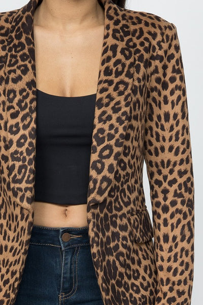 Suede Leopard Lapel Lined Jacket