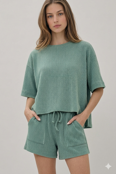Ribbed Short Sleeve Tee & Shorts Set