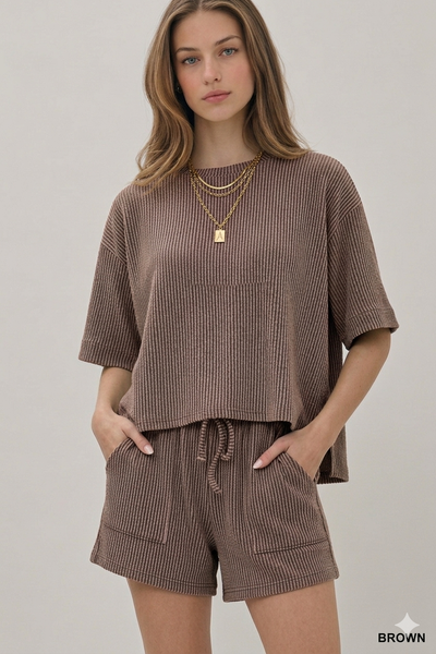 Ribbed Short Sleeve Tee & Shorts Set
